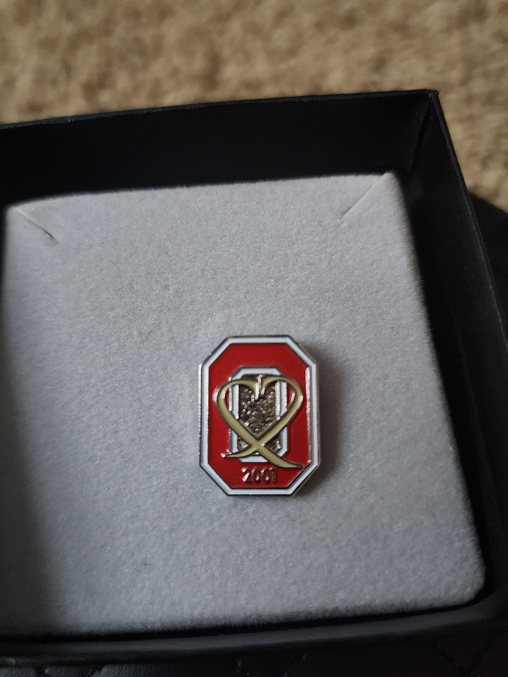 Red Heart & Shield Lapel Pin - Unbranded